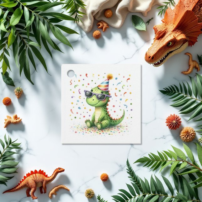 Étiquettes Cadeau Soirée d'anniversaire de Cute Dinosaur personnalis (Personalized Cute Dinosaur Birthday Party Favor Tags)