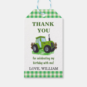 Étiquettes-cadeau Soirée d'anniversaire du jote Green Tractor