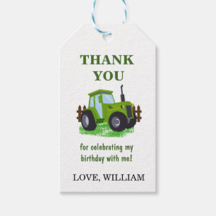 Étiquettes-cadeau Soirée d'anniversaire du jote Green Tractor