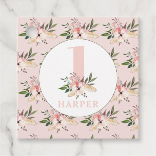 Étiquettes Cadeau Soirée d'anniversaire fleurie rose