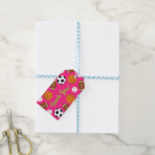 Étiquettes-cadeau Soirée d'anniversaire Pink Sports
