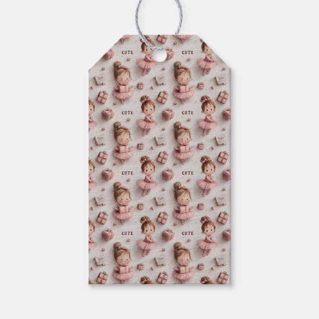 Étiquettes-cadeau Soirée de ballet en rose et rose ballet (Devant)