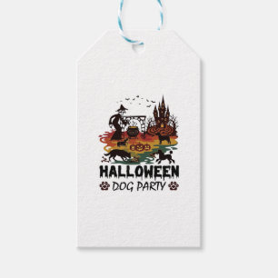 Étiquettes-cadeau Soirée de chiens d'Halloween Sorcières Chiens Citr