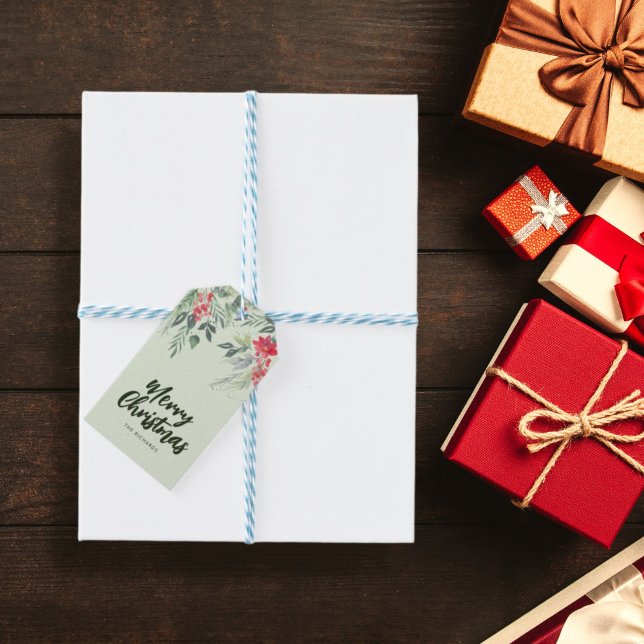 Étiquettes-cadeau Soirée de Noël sur le thème du feuillage botanique (Créateur téléchargé)