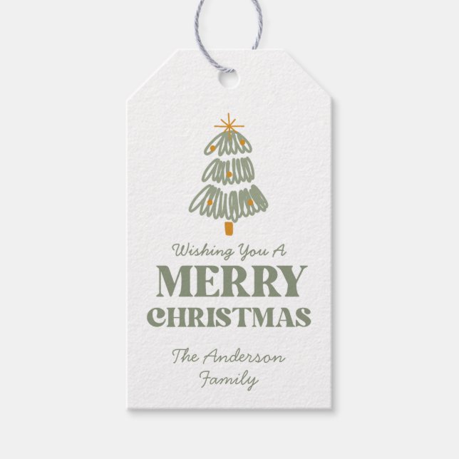Étiquettes-cadeau Soirée de Noël Vert Et Or (Devant)