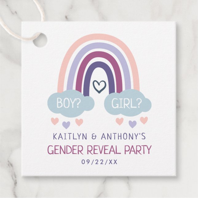 Étiquettes Cadeau Soirée de révélation de genre de Little Rainbow (Devant)