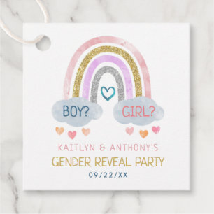 Étiquettes Cadeau Soirée de révélation de genre de Little Rainbow