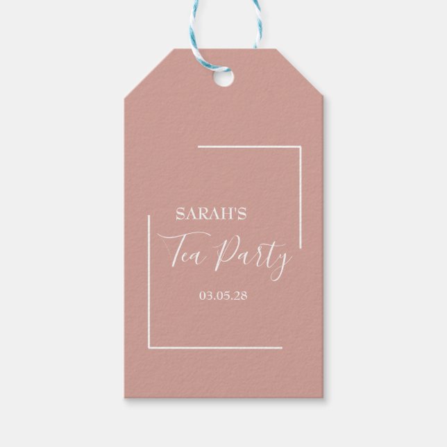 Étiquettes-cadeau Soirée de thé à la brosse élégante Anniversaire (Devant)