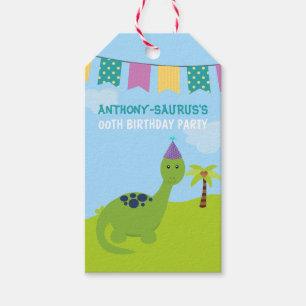 Étiquettes-cadeau Soirée Dinosaure personnalisée