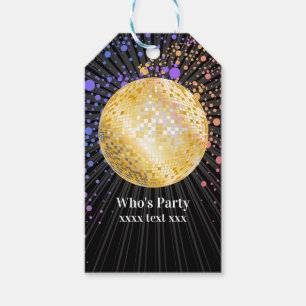 Étiquettes-cadeau soirée disco danse les années 70 or disco ball