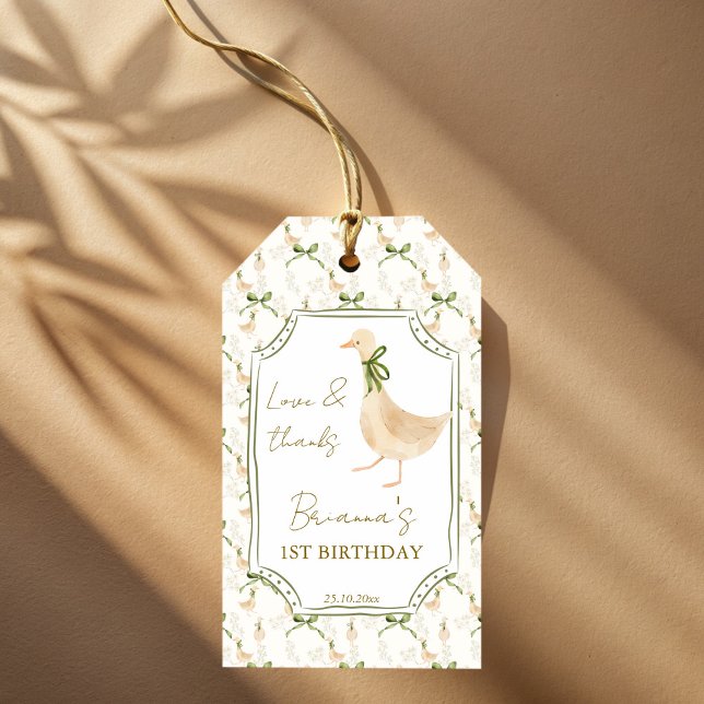 Étiquettes-cadeau Soirée d'oie rime fête d'anniversaire (Goose nursery rhymes birthday party favor gift tags silly goose birthday favor gift tags)