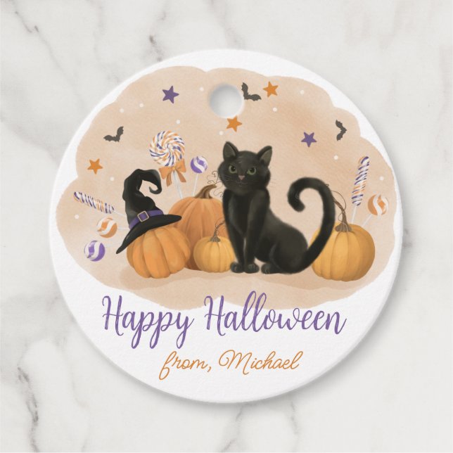 Étiquettes Cadeau Soirée Halloween Citrouille  (Devant)