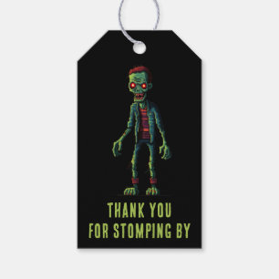 Étiquettes-cadeau Soirée Halloween zombie Merci de sinistre noir