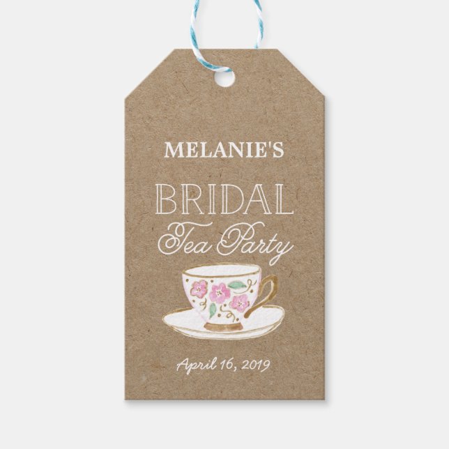 Étiquettes-cadeau Soirée Rustique moderne de thé nuptiale | FÊTE DES (Devant)