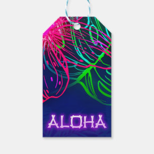 Étiquettes-cadeau Soirée Tropicale Électrique Luau Néon Aloha Party
