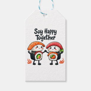 Étiquettes-cadeau Soja heureux ensemble Sushi Kawaii Japonais Nourri
