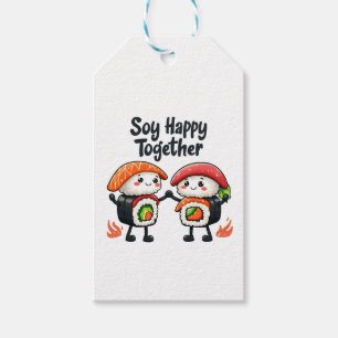 Étiquettes-cadeau Soja heureux ensemble Sushi Kawaii Japonais Nourri