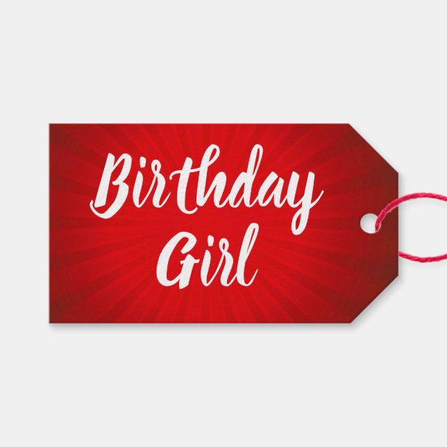 Étiquettes-cadeau Soleil éclaté rouge d'anniversaire (Devant (Horizontal))