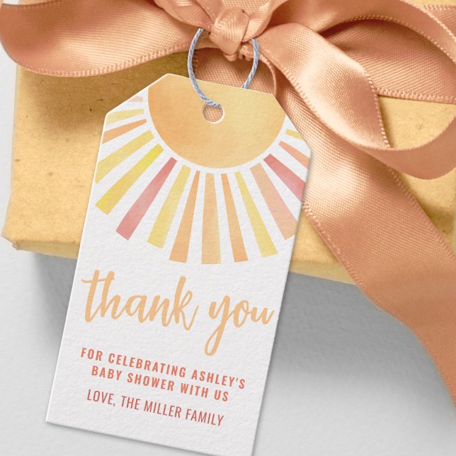 Étiquettes-cadeau Soleil Jaune Merci (Yellow Sun Thank You Gift Tags )