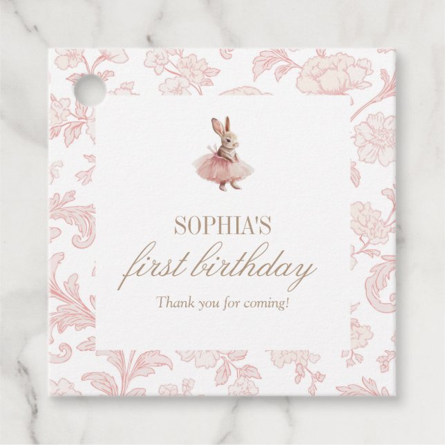 Étiquettes Cadeau Some Bunny Birthday Pink Bunny Party (Devant)