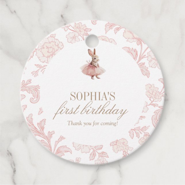Étiquettes Cadeau Some Bunny Birthday Pink Bunny Party (Devant)