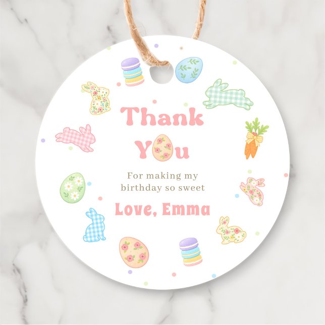 Étiquettes Cadeau Some Bunny is Turning One Pastel Birthday Thank  (Créateur téléchargé)