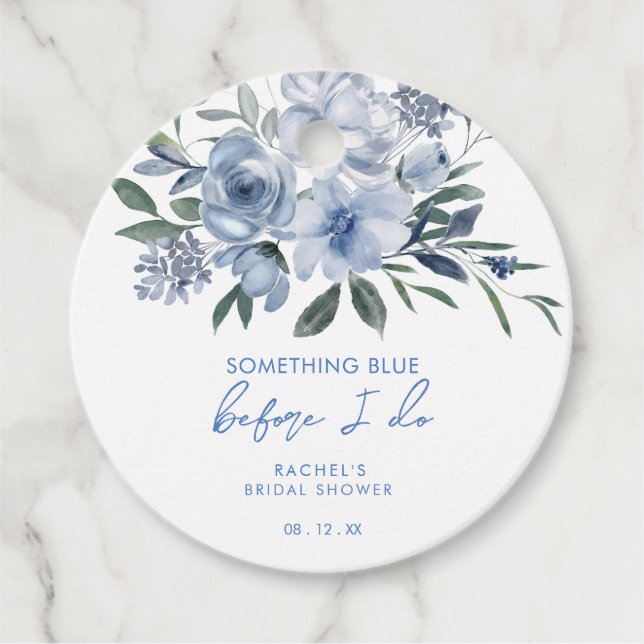 Étiquettes Cadeau Something Blue Before I Do Floral Bridal Shower (Devant)
