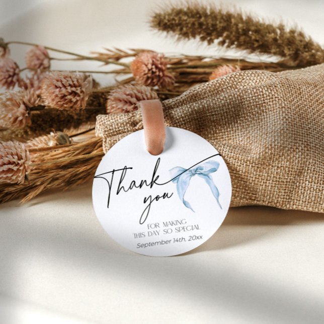 Étiquettes Cadeau Something Blue Mariage Cérémonie Dusty Bow Remerci (Créateur téléchargé)