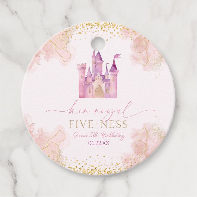 Étiquettes Cadeau Son Royal Five-Ness Princess 5th Birthday Party (Devant)