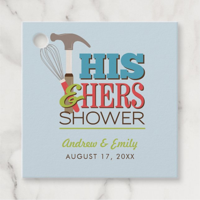 Étiquettes Cadeau Son & Sa Batteur Fouet Mariage Sous La Douche (Devant)