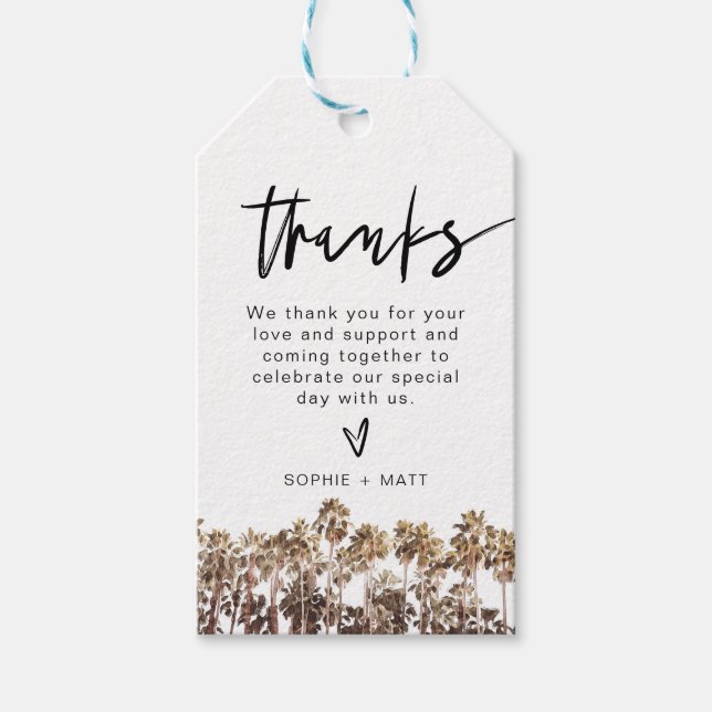 Étiquettes-cadeau SOPHIA | Aquarelle Palm Tree Beach Tropical (Devant)