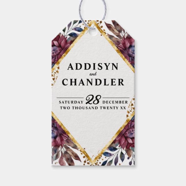 Étiquettes-cadeau Sophistication stupéfiante Mariage de pivoine à bi (Devant)