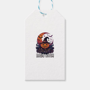 Étiquettes-cadeau Sorcière de base Halloween Citrouille Croissant de