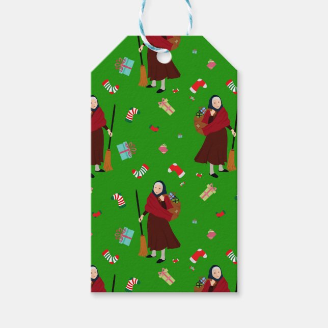 Étiquettes-cadeau sorcière de noël Befana (Devant)