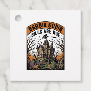 Étiquettes Cadeau sorcière de ramasseur de facture d'Halloween balai