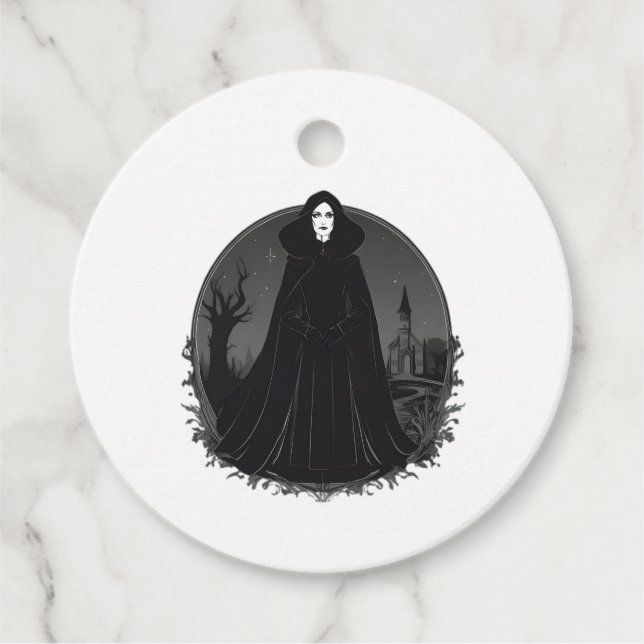 Étiquettes Cadeau Sorcière de Salem gothique à minuit (Devant)