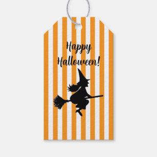 Étiquettes-cadeau Sorcière d'Halloween en vol de chambre
