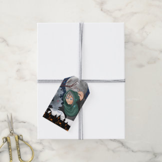 Étiquettes-cadeau Sorcière effrayante & Maison hantée Halloween🌙