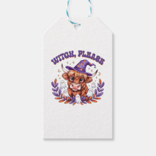 Étiquettes-cadeau Sorcière S'Il Vous Plaît Highland Vache Halloween