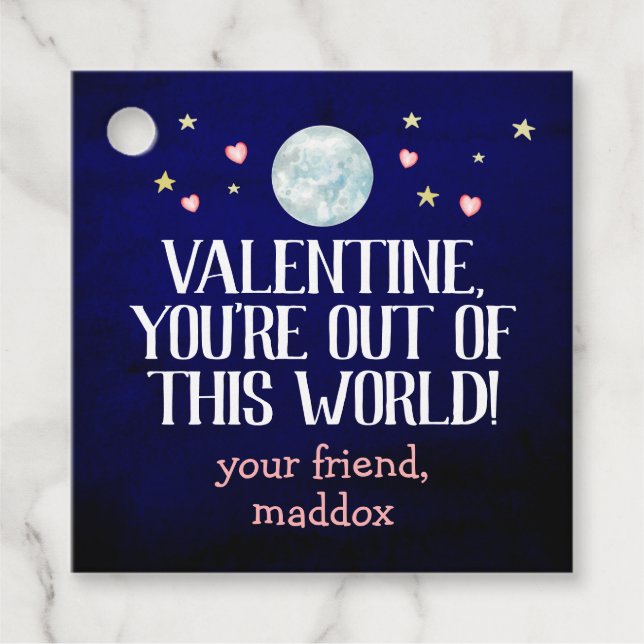 Étiquettes Cadeau Sortie de ce monde Valentine (Devant)