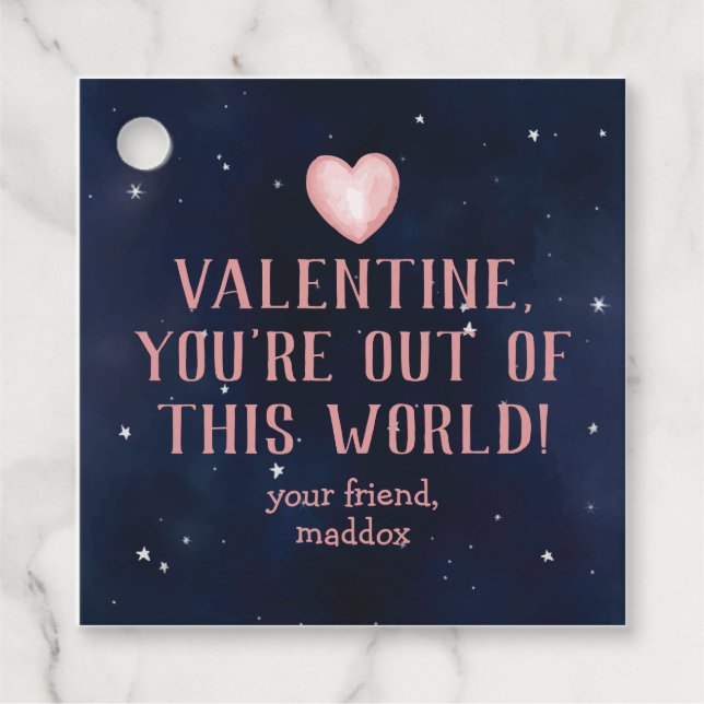 Étiquettes Cadeau Sortie de ce monde Valentine (Devant)