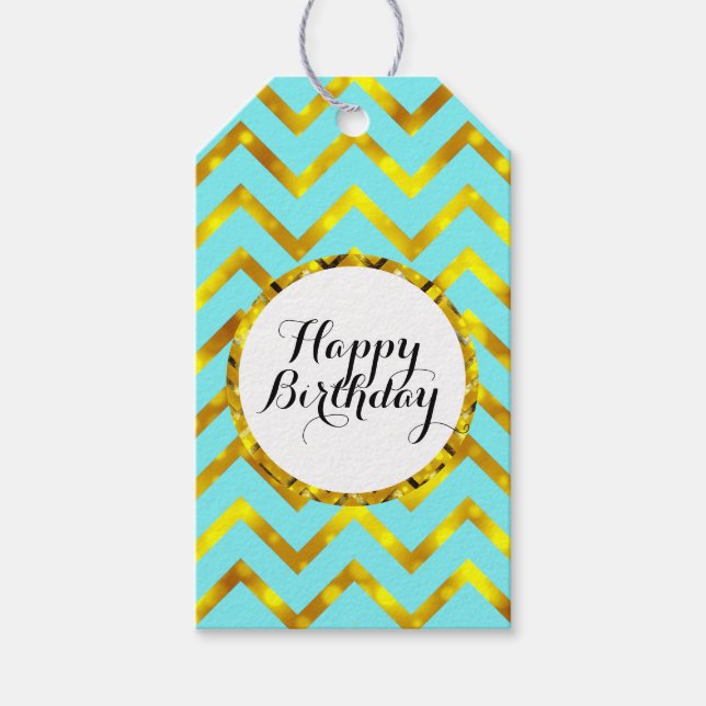 Étiquettes-cadeau Souhaite anniversaire girly or personnalisation (Devant)