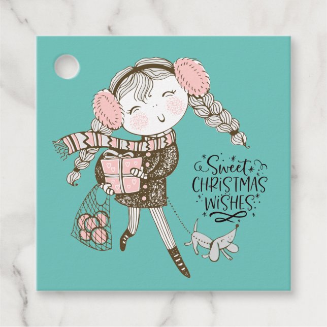 Étiquettes Cadeau Souhaits de Noël doux (Devant)