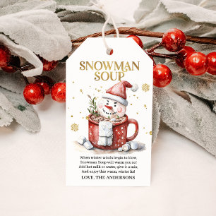 Étiquettes-cadeau Soupe de bonhomme de neige Noël Chocolat chaud Vac