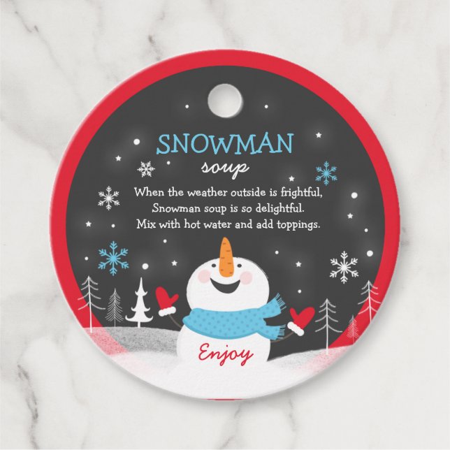 Étiquettes Cadeau Soupe Snowman Noël Chocolat chaud Cadeau (Devant)