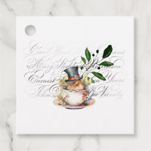 Étiquettes Cadeau Souris victorienne en tasse de thé