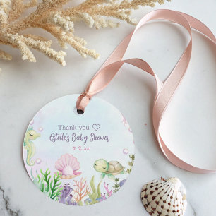Étiquettes Cadeau Sous Baby shower Fille Rose de la mer Favoriser le