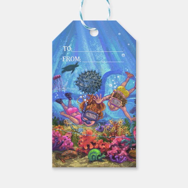 Étiquettes-cadeau Sous la mer (Devant)
