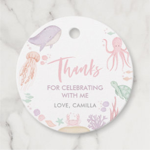 Étiquettes Cadeau Sous la mer 1er anniversaire Merci fille