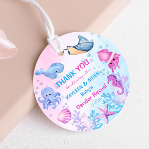 Étiquettes Cadeau Sous la mer le genre révèle mignon merci faveur